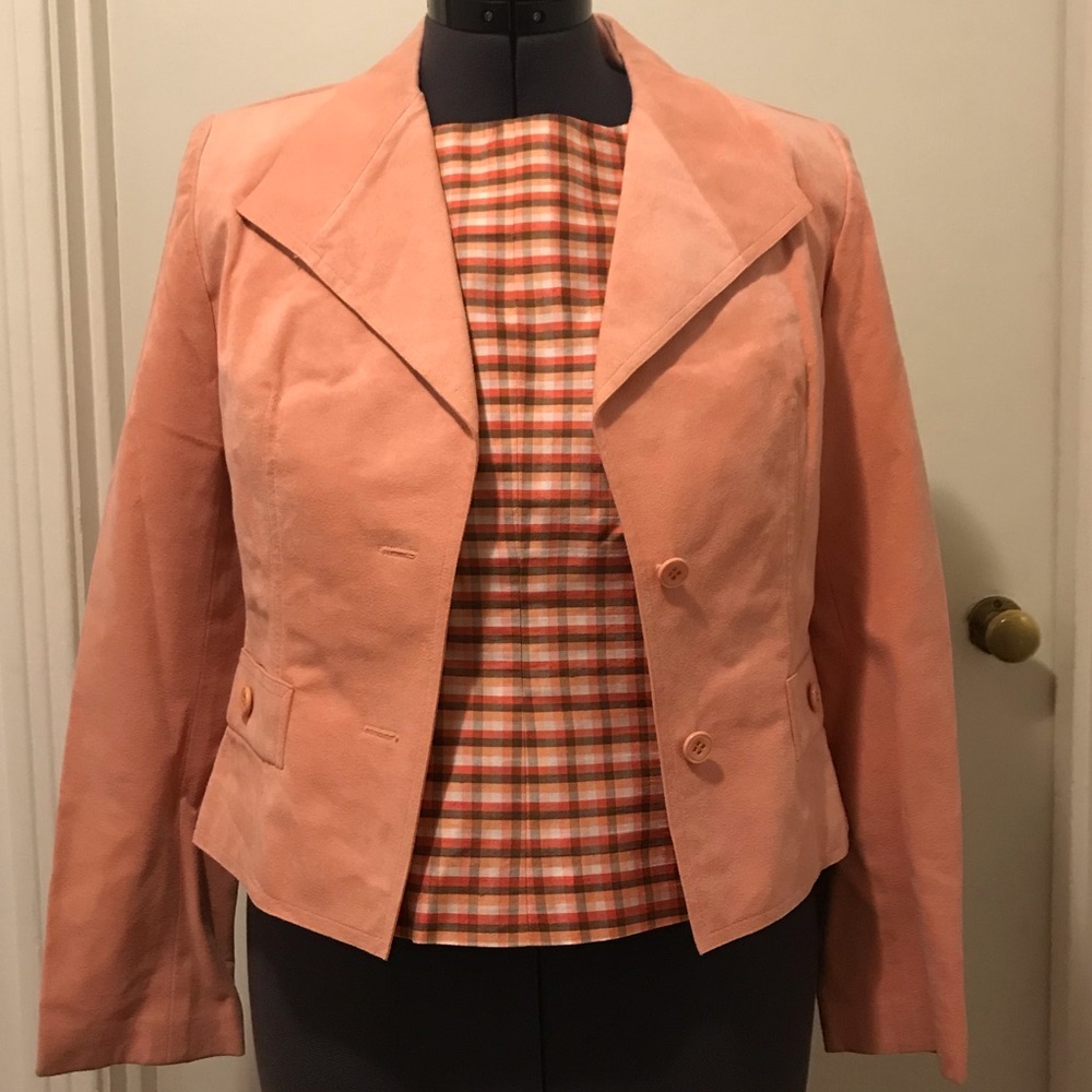 Vintage Pink Suede Blazer w/ Plaid Shirt Size 6